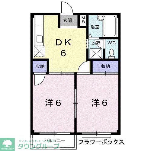 サンハイツII(2DK/2階)の間取り写真