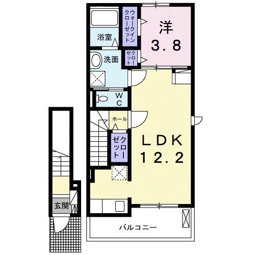 スカイメゾン(1LDK/2階)の間取り写真