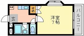ウエストヒルズ(1K/2階)の間取り写真