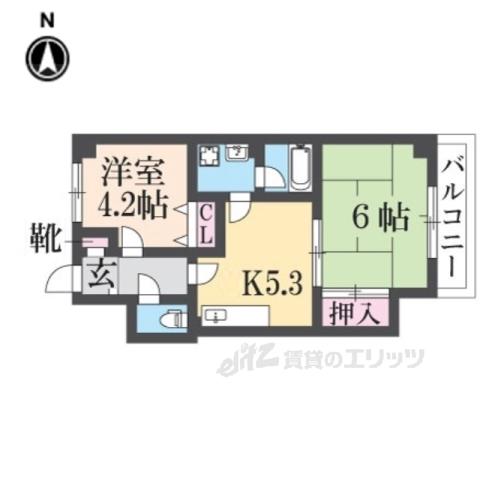 パルティグ2(2DK/3階)の間取り写真
