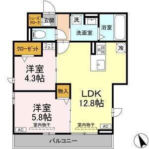 フレアブラーブ(2LDK/2階)の間取り写真