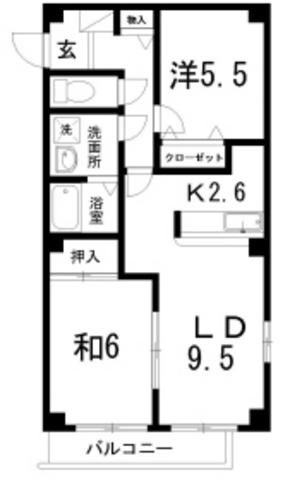 フォブール高須(2LDK/1階)の間取り写真