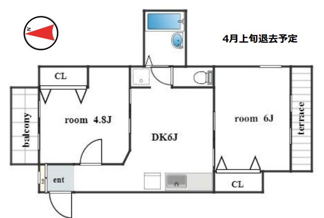 目黒区原町(2DK/1階)の間取り写真
