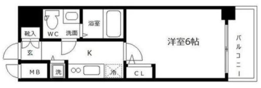 エスリード大阪城(1K/8階)の間取り写真