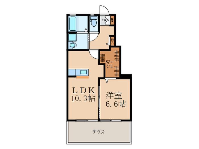 SUNNY FOREST(1LDK/1階)の間取り写真