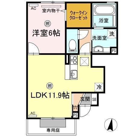 エルヴィリア野田(1LDK/1階)の間取り写真