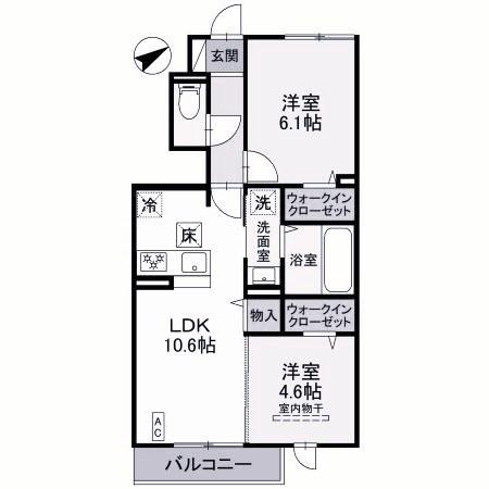 アルコバレーノX(2LDK/1階)の間取り写真