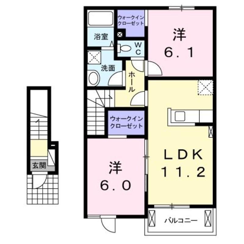 はまなす荘II(2LDK/2階)の間取り写真