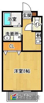 セジュール小郡駅前(1K/1階)の間取り写真