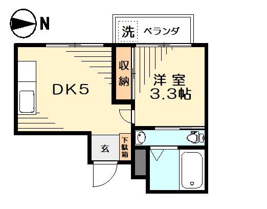 シャレーデラ(1DK/2階)の間取り写真