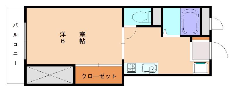 フレール和白(1K/2階)の間取り写真