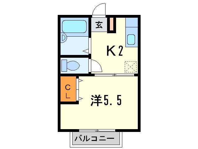 シティーパル(1K/2階)の間取り写真