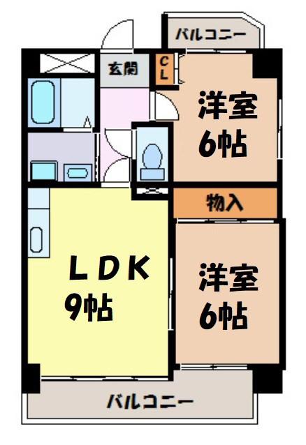 グランフィルドちくさ(2LDK/5階)の間取り写真