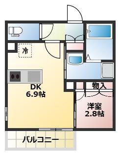 MY STYLE 一ノ割(1DK/2階)の間取り写真