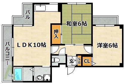 ベーシックコート(2LDK/4階)の間取り写真