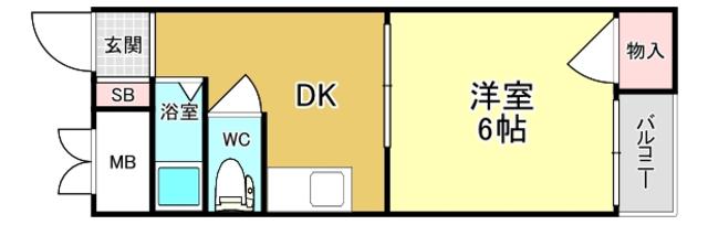 ハイツ長井(1DK/3階)の間取り写真