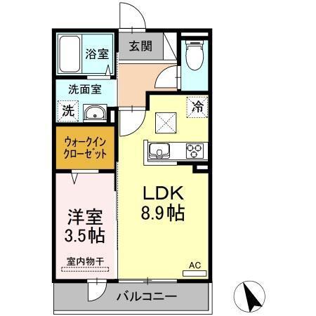 メリースクエア(1LDK/1階)の間取り写真