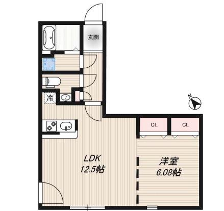 BRANCHE武蔵小山(1LDK/2階)の間取り写真