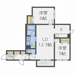 メニーズコート山鼻(2LDK/3階)の間取り写真