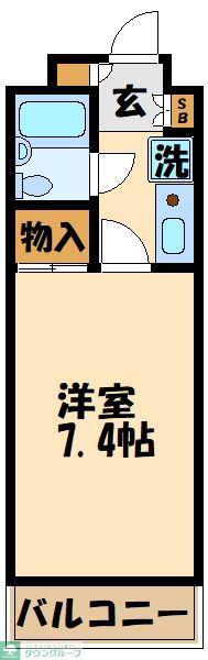ハイコーポ能登(1K/2階)の間取り写真