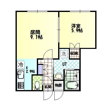 DEAR COURT51(1LDK/1階)の間取り写真