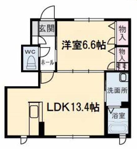 シャーメゾンジッカ A棟(1LDK/1階)の間取り写真