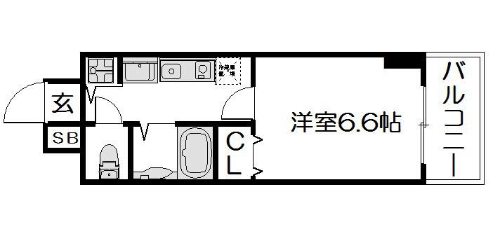 ライジングコート京都西院フロンティアII(1K/2階)の間取り写真