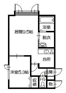 JR函館本線 近文駅 徒歩13分 2階建 築11年(1LDK/2階)の間取り写真