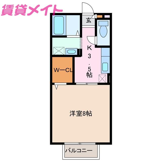 グランアズール(1K/2階)の間取り写真