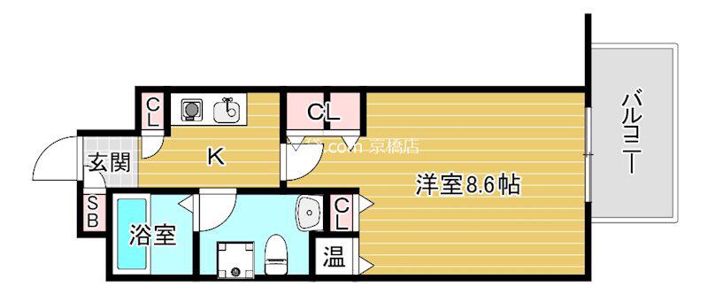 グラマシー京橋(1K/6階)の間取り写真