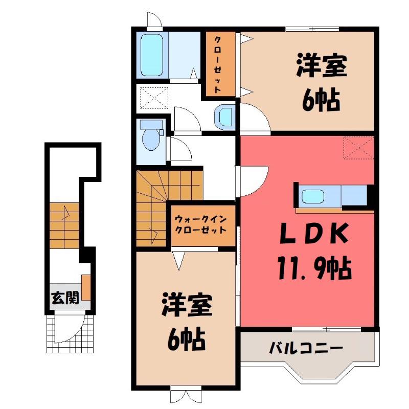 シプリエールC(2LDK/2階)の間取り写真