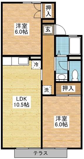 エステートキムラ(2LDK/1階)の間取り写真