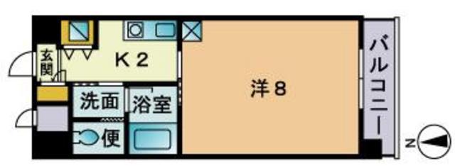 ニシコービル香椎(1K/9階)の間取り写真