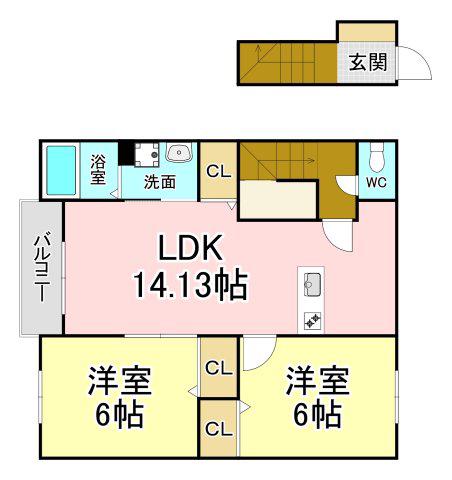 BELLE LEAD MISUMI(2LDK/2階)の間取り写真