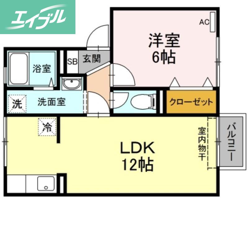 シャトレアン津高II(1LDK/2階)の間取り写真