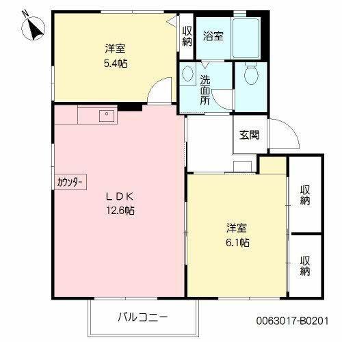 クレール B棟(2LDK/2階)の間取り写真