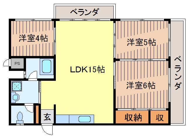 ズケランマンション(3LDK/2階)の間取り写真