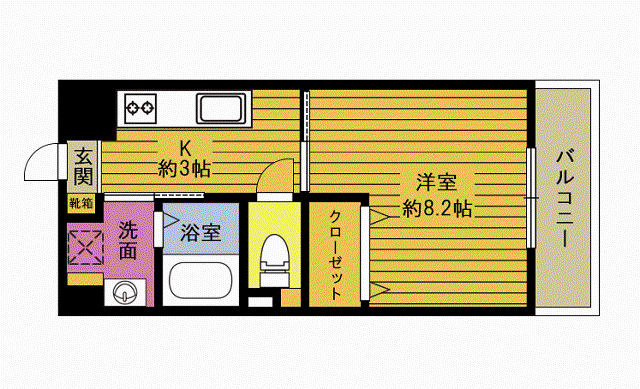 スカイヴィレッジ迫壱番館(1K/6階)の間取り写真