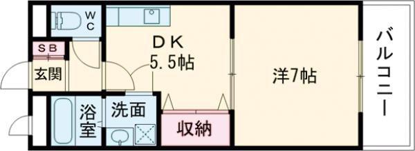 シプレーヌ(1DK/1階)の間取り写真