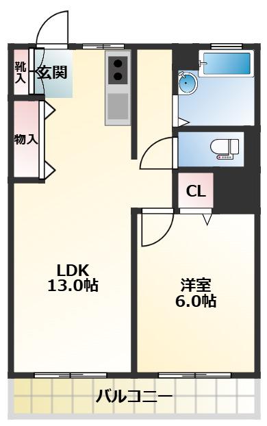 荒井第一マンション(1LDK/4階)の間取り写真