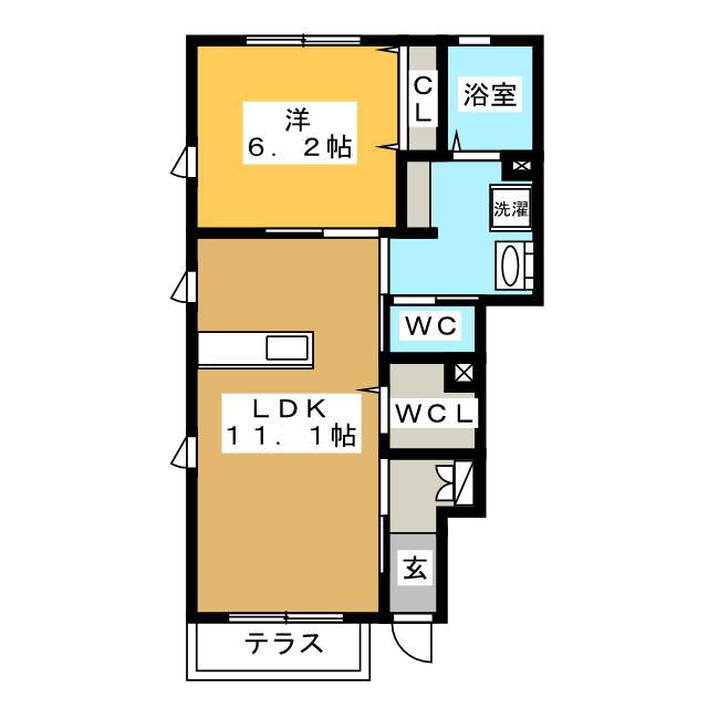 アリビオ本荘西(1LDK/1階)の間取り写真