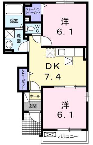 グリーンブリーズ(2DK/1階)の間取り写真