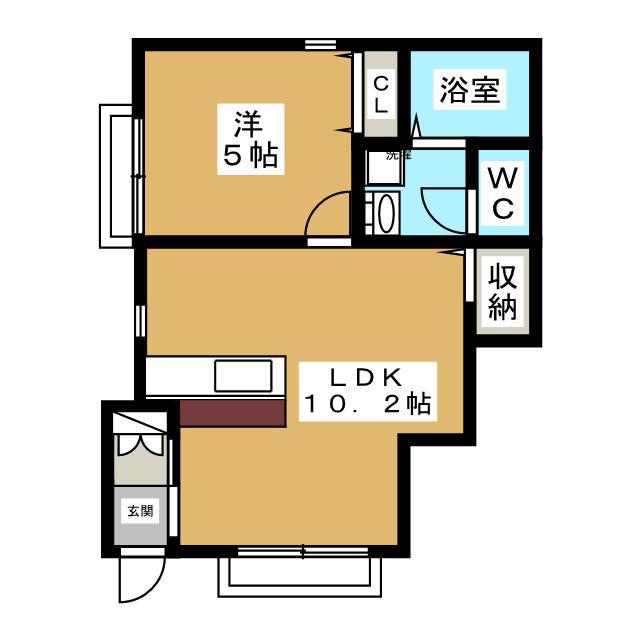 上水タウンハウス(1LDK/1階)の間取り写真