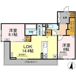 グランディール レオン(2LDK/3階)の間取り写真