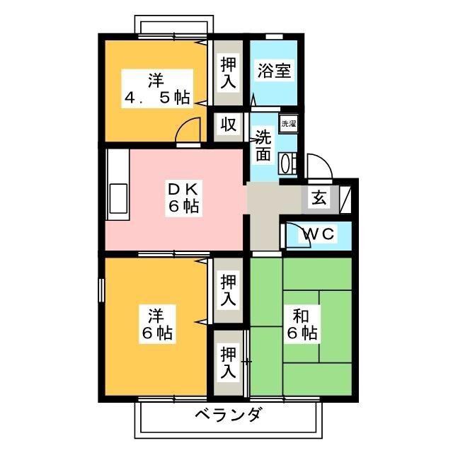 セジュール・ケイ(3DK/2階)の間取り写真
