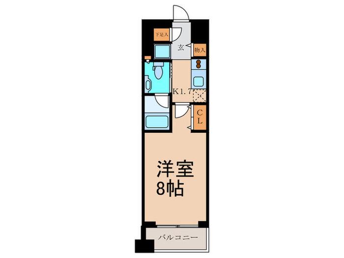 パークフラッツ中目黒(1K/3階)の間取り写真