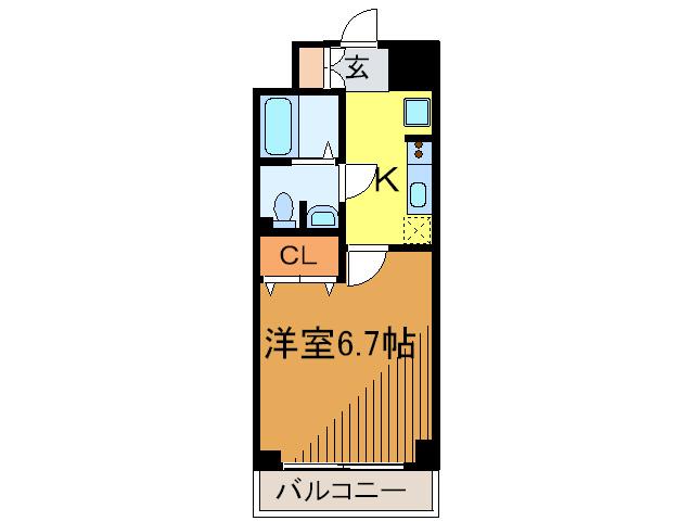 レジディア蒲田(1K/2階)の間取り写真