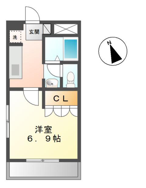 クローバー(1K/2階)の間取り写真