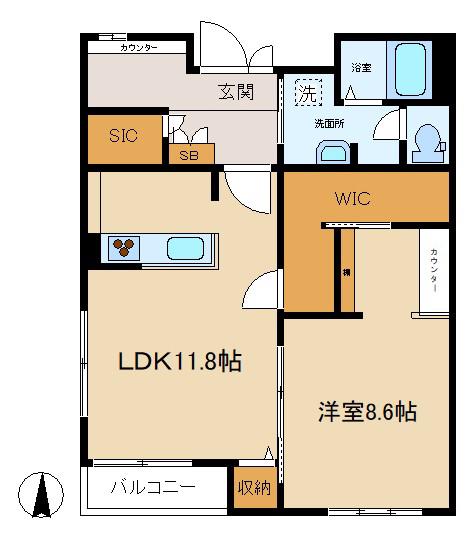 メゾン・ド・ミュゲ(1LDK/2階)の間取り写真
