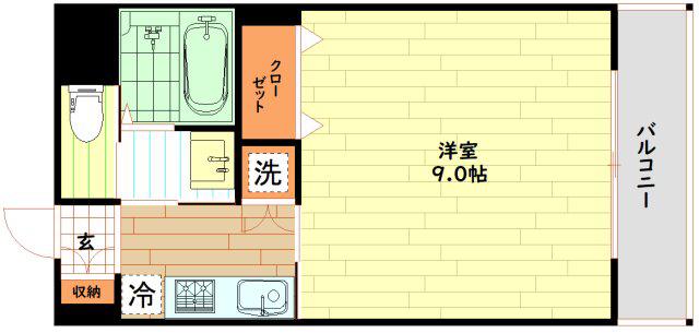モノトーン難波(1K/4階)の間取り写真